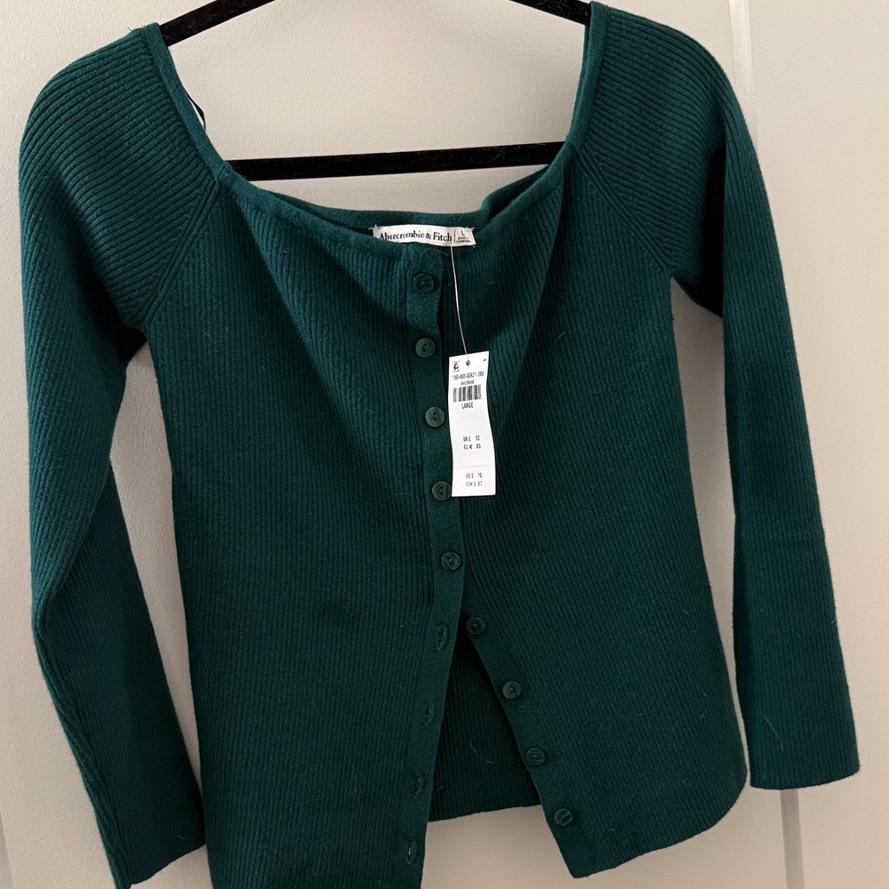 Women's Green Button-Up Sweater